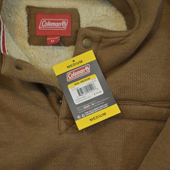 Coleman Men's Copper Sherpa Lined Henley Pullover Sweater Size M NWT - Picture 3 of 4
